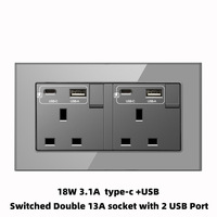 Prises murales électriques multifonctionnelles F60 de haute qualité à double 3 broches EU/UK/Universelles 10A/16A avec charge rapide USB Type C