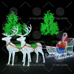 Large Christmas Santa Claus Reindeer Carriage Motif <b>Light</b> For Outdoor Festival Display Decoration - Product Image 2