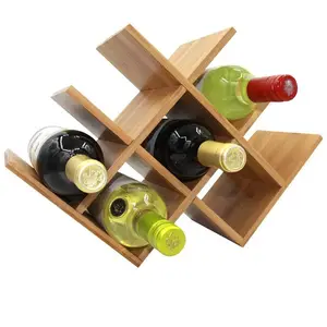 Bamboo wine rack table W type 8 bottles of red wine storage display rack table wine flat shelf Nanzhu foreign trade model
