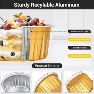Molde para Hornear Postres de Color Personalizado, Contenedor de Papel Aluminio, Bandeja para Hornear Pasteles de Papel Aluminio Desechable de Grado Alimenticio - Product Image 2