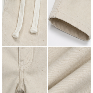 Pantalones Vaqueros para Hombre, Color Beige Jaspeado, Cintura Elástica con Cordón, Corte Relajado, Pierna Recta, Cómodos para Uso Diario, Estilo Casual Urbano - Product Image 6