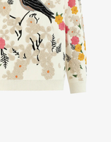 Pull en maille à col rond pour homme, broderie florale fantaisiste, motif oiseau, hiver, ODM, doux et chaud, avec imprimé botanique