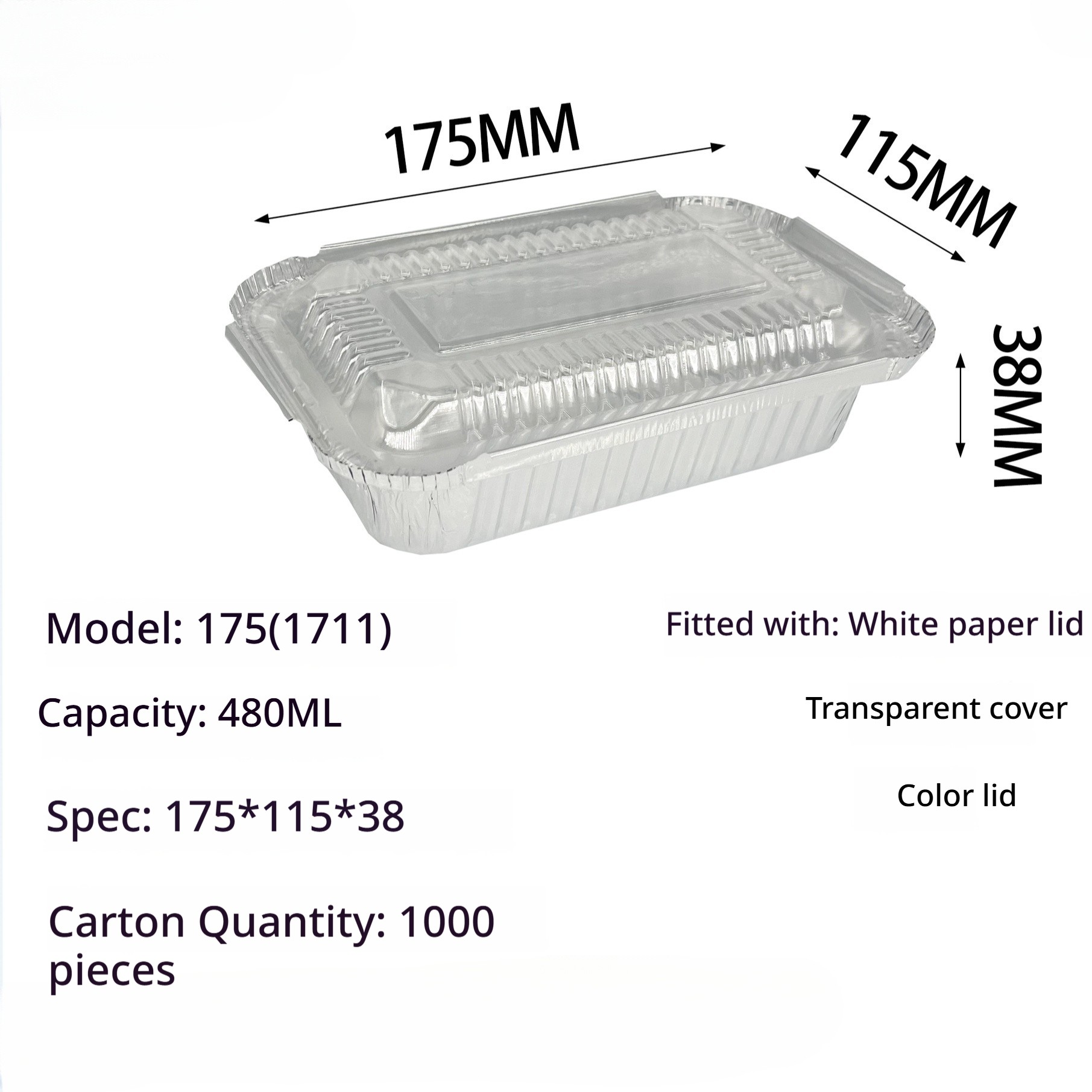 175 plus couvercle transparent