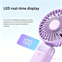 Ventilateur portable 3 en 1 multifonctionnel pour voyage avec affichage numérique 90 °   Ventilateur de bureau pliable avec base pour le maquillage