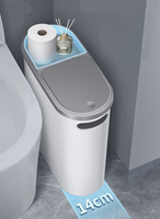 Poubelle de salle de bain sur pied 10L avec système de pression, mini-conteneur en plastique pour déchets domestiques
