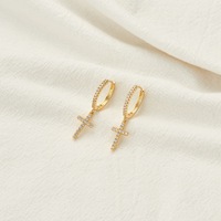 Nouveauté 2026 : Boucles d'oreilles pendantes croix en acier inoxydable 18 carats, accessoires de mode uniques