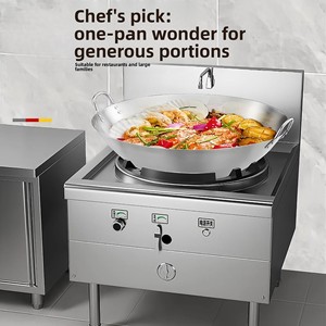 <span class=keywords><strong>Wok</strong></span> de Acero Inoxidable Engrosado con Doble Asa, Textura Arenada, Antiadherente, Comercial, para Saltear - Product Image 3