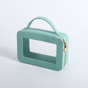 Bolsas de Cosméticos Personalizadas de PVC Verde Menta para Mujer, con Asa Suave, Reutilizables, Ecológicas, Impermeables, Ligeras y Vintage - Product Image 5
