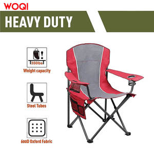 Silla plegable portátil para acampar al aire libre Woqi, con marco de aluminio, color rojo, para jardín, con portavasos y bolsillos de almacenamiento. - Product Image 5