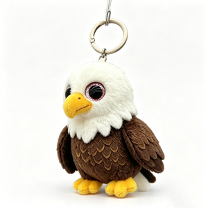Llavero de peluche de águila calva marrón y blanca personalizado, amuleto para bolso de águila calva de ojos grandes, mini llavero de peluche de águila realista - Product Image 4