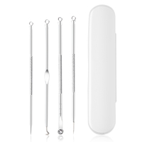 Extracteur de points noirs tendance 4 pièces en acier inoxydable or rose avec étui transparent pour le visage