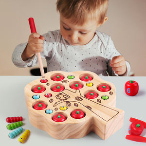 Clip de madera para niños, <span class=keywords><strong>juego</strong></span> de gusano <span class=keywords><strong>Apple</strong></span> Catch, número de aprendizaje de matemáticas, habilidad motora fina, juguetes educativos para niños y niñas - Product Image 3