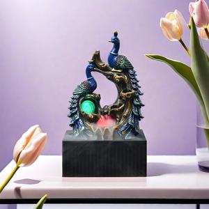 Vente en gros de <span class=keywords><strong>fontaine</strong></span> cascade en résine <span class=keywords><strong>zen</strong></span> Petites fontaines d'eau d'intérieur Modèle peint à la main Décoration relaxante en forme de cascade - Product Image 1