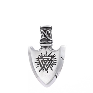 Norse mitologia amuleto scudo pendenti retrò timone in acciaio inossidabile di Awe triangolo Valknut Viking Compass collana <span class=keywords><strong>gioielli</strong></span> - Product Image 6