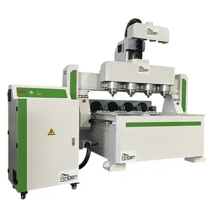 Goede Kwaliteit Multi-Head Roterende Hout Cnc Router 4 As 3d Cnc Router Machine Hout Werkende Zware Cnc Router