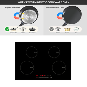 Table de cuisson à induction encastrable 6800W 4 zones 220V avec commande tactile coulissante, minuterie et verrouillage, plaque à induction noire - Product Image 2