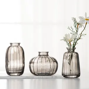 Sıcak satış yeni yaratıcı üflemeli cam vazo ev masa dekorasyon küçük temizle çiçek renk cam vazo