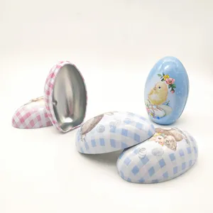 High Quality Custom Oval Tin Box Easter Egg Candy Tinplate Recycled Materials OEM Acceptable Customized Personalized