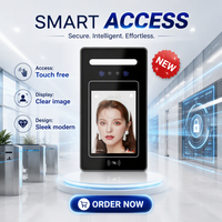 Control de Acceso con Reconocimiento Facial, Controlador de Puerta Independiente, Pantalla Táctil, Lector de Tarjetas RFID, Cerradura de Puerta con Cámara, Visión Nocturna, Impermeable