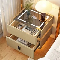 Muebles Modernos para el Hogar GEDO, Mesita de Noche Inteligente con Carga USB Inalámbrica, Diseño Flotante, Luz Recargable