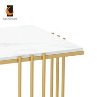 Ensemble de tables basses et d'appoint modernes nordiques en pierre frittée blanche, tables d'appoint doubles carrées