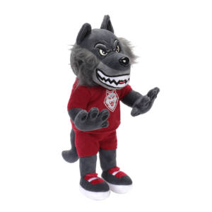 Peluche Personalizzato a Forma di Lupo con Caratteristiche Uniche, Mascotte di Squadra, Giocattolo Morbido Grigio - Product Image 1