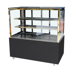 Escaparate de pastel Rectangular de vidrio de acero inoxidable refrigerado por aire vertical 0,9 M/1,2 M para equipo de exhibición de panadería gabinete de exhibición de pasteles - Product Image 4