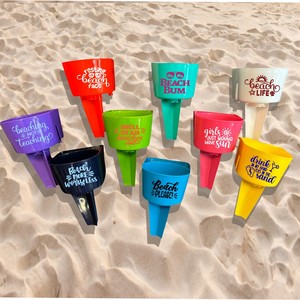 Portavasos de plástico para playa Portavasos de arena multifuncional Colores surtidos para exteriores Logotipo personalizado - Product Image 4