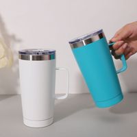 Mug de voyage isotherme en acier inoxydable 18/8 de 600 ml avec poignée portable et couvercle anti-fuite, personnalisable avec logo, vente en gros 2026 Emerit
