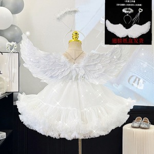 Abito da principessa per bambina, abito a balze in rete primaverile ed estivo, abito con ali d'angelo, abito di compleanno, articoli più venduti - Product Image 2
