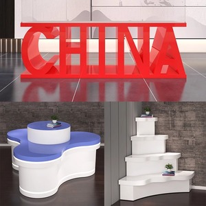 Tủ trưng bày sơn mài tủ trưng bày tùy chỉnh Tủ đảo hình bầu dục công ty gian hàng hàng hóa showroomdisplay - Product Image 3