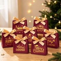 Kotak Hadiah Natal Berlapis Emas 11.5x4.5x10cm Pita Satin Tas Hadiah Kecil untuk Permen Cokelat Natal Pesta Pernikahan