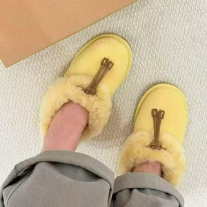 Pantuflas UGG de ante con cordón decorativo y ribete de forro polar, puntera cerrada, cálidas, con forro de lana, para invierno, estilo casual, para mujer - Product Image 6