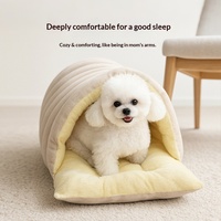 Nid fermé pour animaux de compagnie, épaissi, isotherme, amovible, lavable, double usage, cachette pour chiens et chats de petite et moyenne taille, sommeil profond, polyester