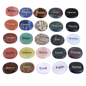 Best Selling Natural Semi Precious Pocket Stones Natural Crystal Engraved <strong>Stone</strong> Word <strong>Stone</strong> - Product Image 2