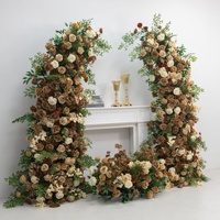 Arche florale artificielle marron style automne pour décoration de scène de mariage et événements, arrangement floral artificiel