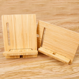 Fabricante de soportes/mesitas para teléfono de bambú, artesanías de bambú y madera, soporte de madera de doble ranura de 13*8CM con logotipo grabado con láser. - Product Image 2
