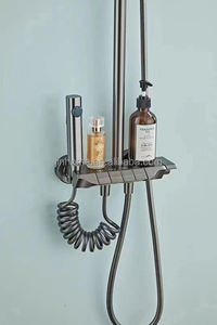 <span class=keywords><strong>Colonne</strong></span> <span class=keywords><strong>de</strong></span> douche moderne en aluminium, sans rouille, 4 fonctions, gris canon, effet pluie, touches <span class=keywords><strong>de</strong></span> piano, prix <span class=keywords><strong>de</strong></span> gros d'usine - Product Image 2