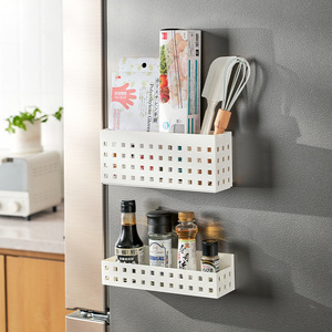 Estante magnético para refrigerador de 2 niveles, cesta de almacenamiento para organizar utensilios de cocina - Product Image 1