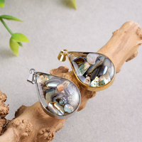 Goutte d'eau coquille épissage naturel ormeau coquille pendentif collier bijoux en gros