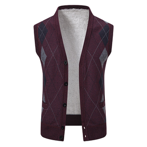 Maglioni Invernali Senza Maniche, Top Caldi Lavorati a Maglia, Pullover Classici con Scollo a V, Gilet Spessi <span class=keywords><strong>da</strong></span> Uomo con Motivo Argyle - Product Image 2