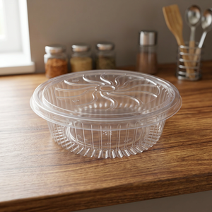 Boîtes à gâteaux en PET de qualité alimentaire, transparentes et écologiques, diamètre 250 mm, capacité 200-500 g, avec charnière, impression personnalisable - Product Image 3