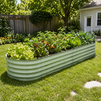 Jardinière surélevée en métal ondulé gris foncé pour projets de culture de légumes, herbes et fleurs en extérieur