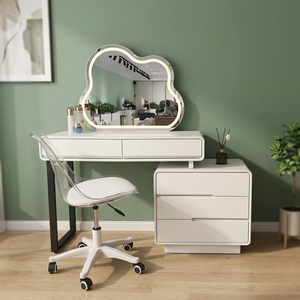 Modern Makeup <b>Vanity</b> <b>Table</b> With Lighted <b>Mirror</b> Storage Desk For Bedroom Furniture - Product Image 4