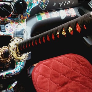 Car Gear <b>Knob</b> Samurai Style Leather Black Red 20cm Ergonomic <b>Shift</b> Lever For Manual Transmission Vehicles - Product Image 3