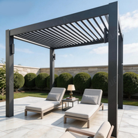 Pavillon de jardin en aluminium avec finition bois, style rustique, aspect naturel, espace de vie extérieur, terrasse, balcon