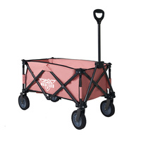 Chariot de jardin en toile rose pliable, chariot de Camping robuste