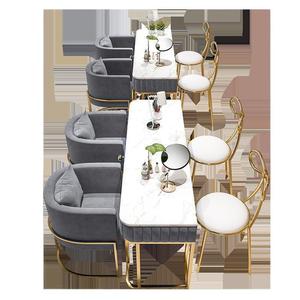 <span class=keywords><strong>Escritorio</strong></span> de mármol de lujo ligero con cajones Juego de mesa y silla de manicura combinación de banco de trabajo de salón Banco DE TRABAJO DE MANICURA Doble - Product Image 3