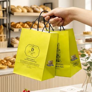 Custom Eco-Friendly Recyclable <b>Biodegradable</b> Kraft <b>Paper</b> Packaging Bags with Custom Logo for Bakery Desserts Cakes - Product Image 5