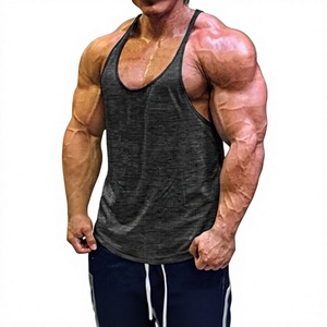 Débardeur Stringer Homme pour Musculation et Gym, Gris chiné, Dos en Y, Séchage rapide, Vente en gros, Personnalisable - Product Image 1
